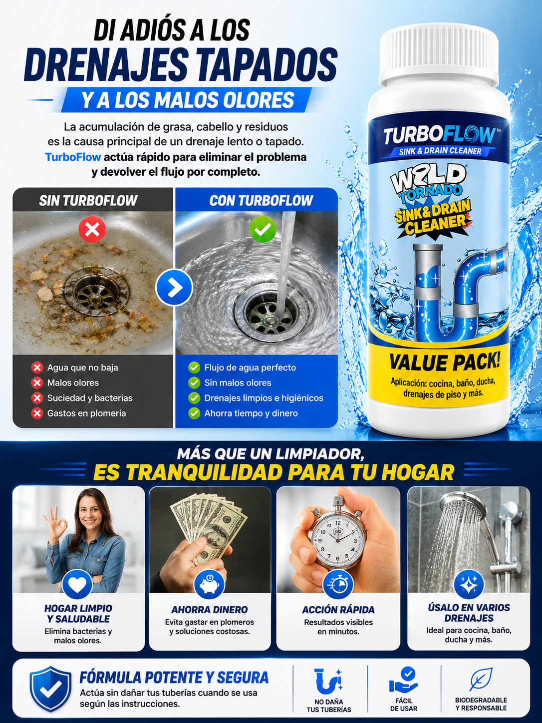 Polvo Destapa Cañeria Instantaneamente!