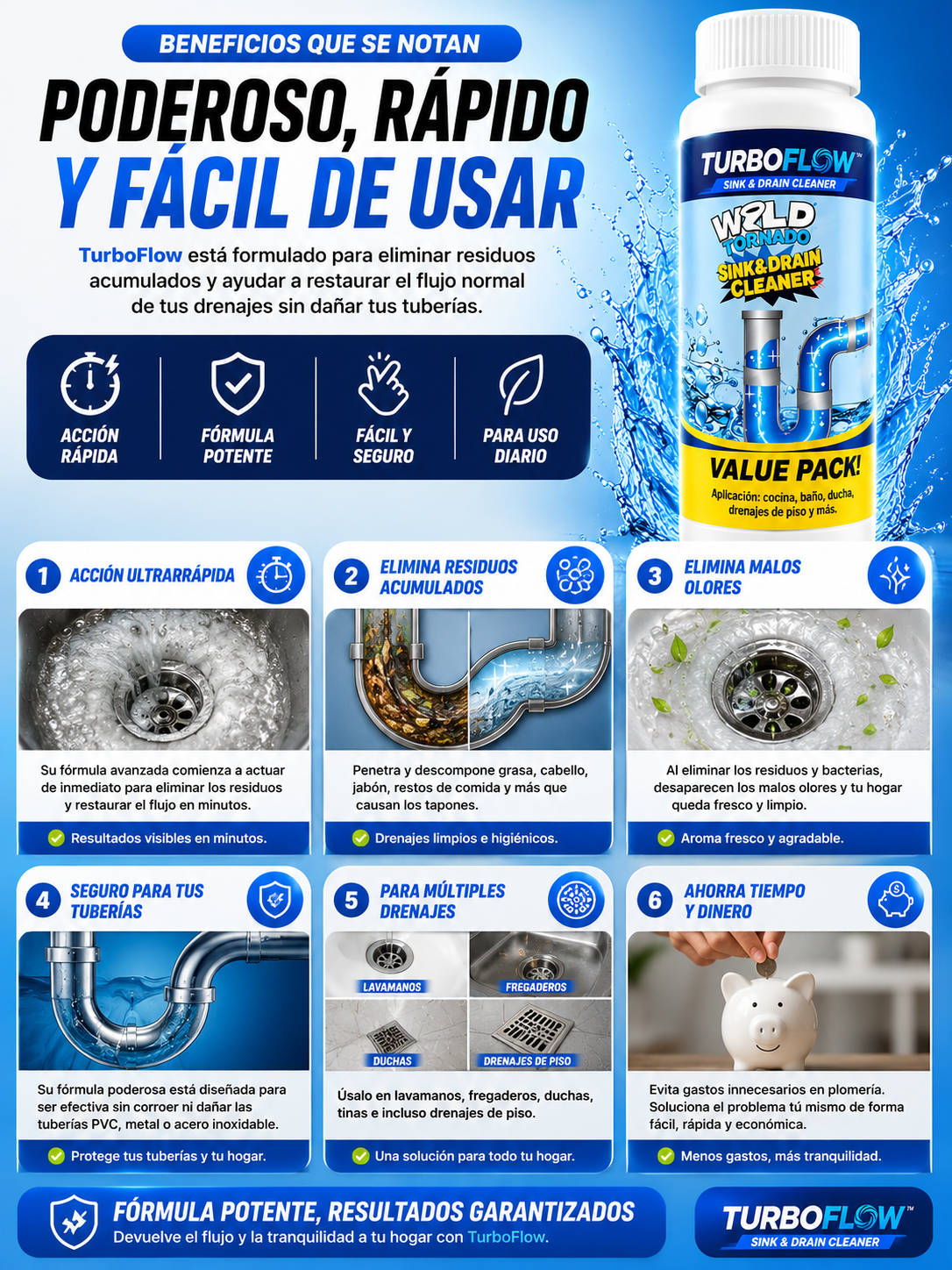 Polvo Destapa Cañeria Instantaneamente!