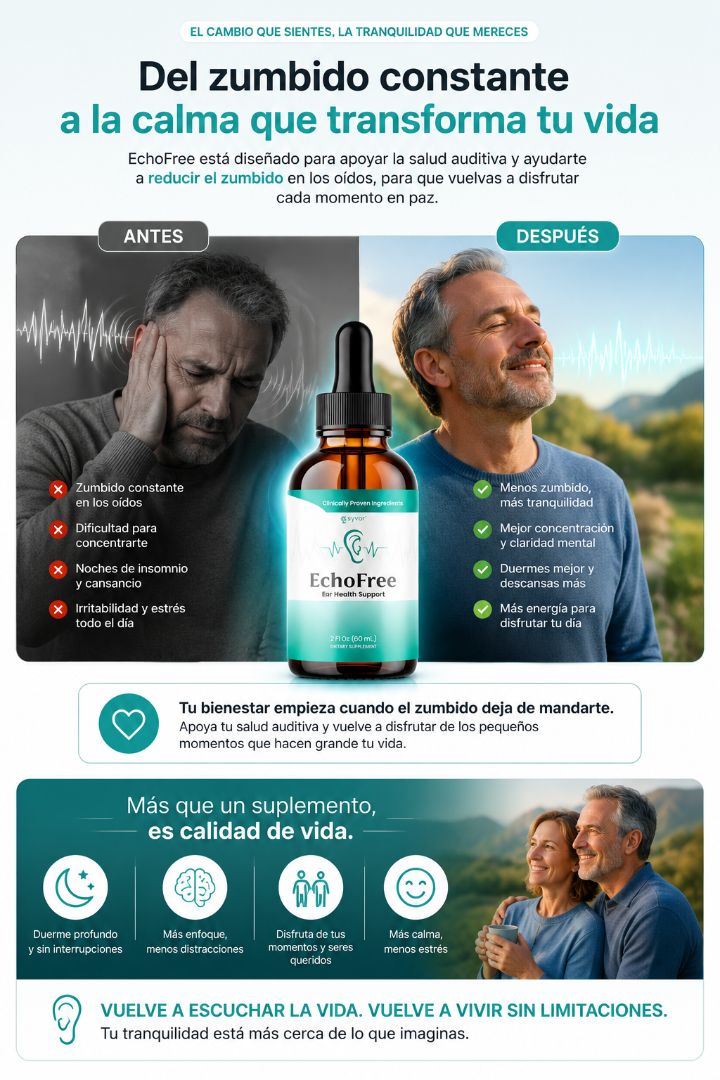 EchoFree Liberate de los zumbidos y el dolor de oido